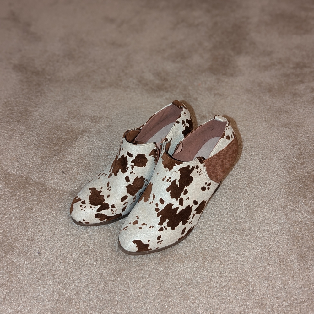 Brown and Cream Ankle Booties